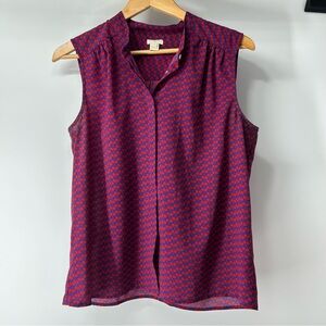 J. Crew Sleeveless Top in Red and Blue Cherry Pattern